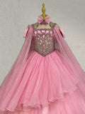 Young Girls Pink Ball Bown With Glitz Beaded Bodice - CupcakePageantDress
