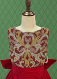 Teenage Girls Red Pageant Dress with Glitz Beaded Bodice - CupcakePageantDress