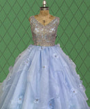 Little Girls Stunning Beaded Bodice Glitter Pageant Gown