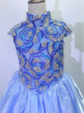 Little Child's Light Blue with Dazzling Beaded Bodice - CupcakePageantDress