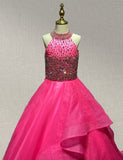 Sparkly Beaded Bodice Gorgeous Fuchsia Evening Dress