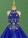 Stunning Royal Blue Pageant Dress with Beaded Bodice for Youth - CupcakePageantDress