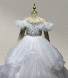 Gorgeous Beaded Bodice Little Girls Stunning White Evening Gown