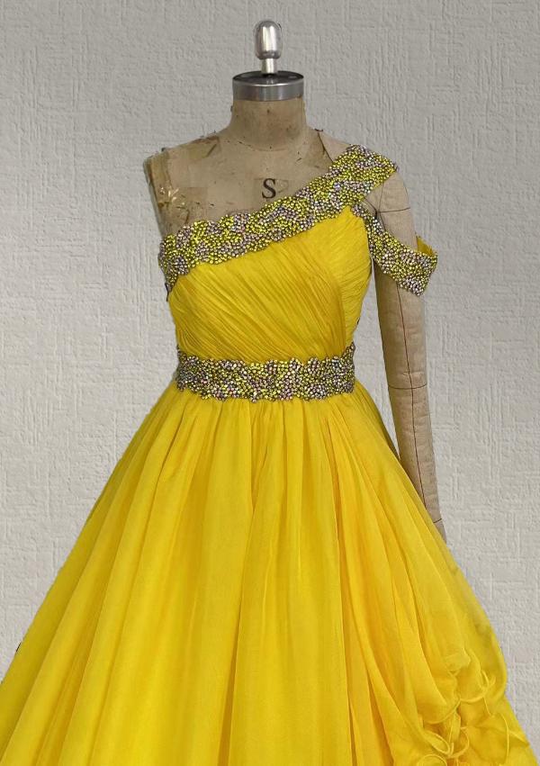 Pageant Yellow Backdraft Best Beauty Tween Yellow Beaded Glitzy Pageant Dress – CupcakePageantDress