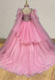 Young Girls Pink Ball Bown With Glitz Beaded Bodice - CupcakePageantDress