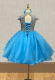 Glitzy Beaded Bodice Little Girls Baby Doll Pageant Gown