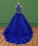 Stunning Royal Blue Pageant Dress with Beaded Bodice for Youth - CupcakePageantDress