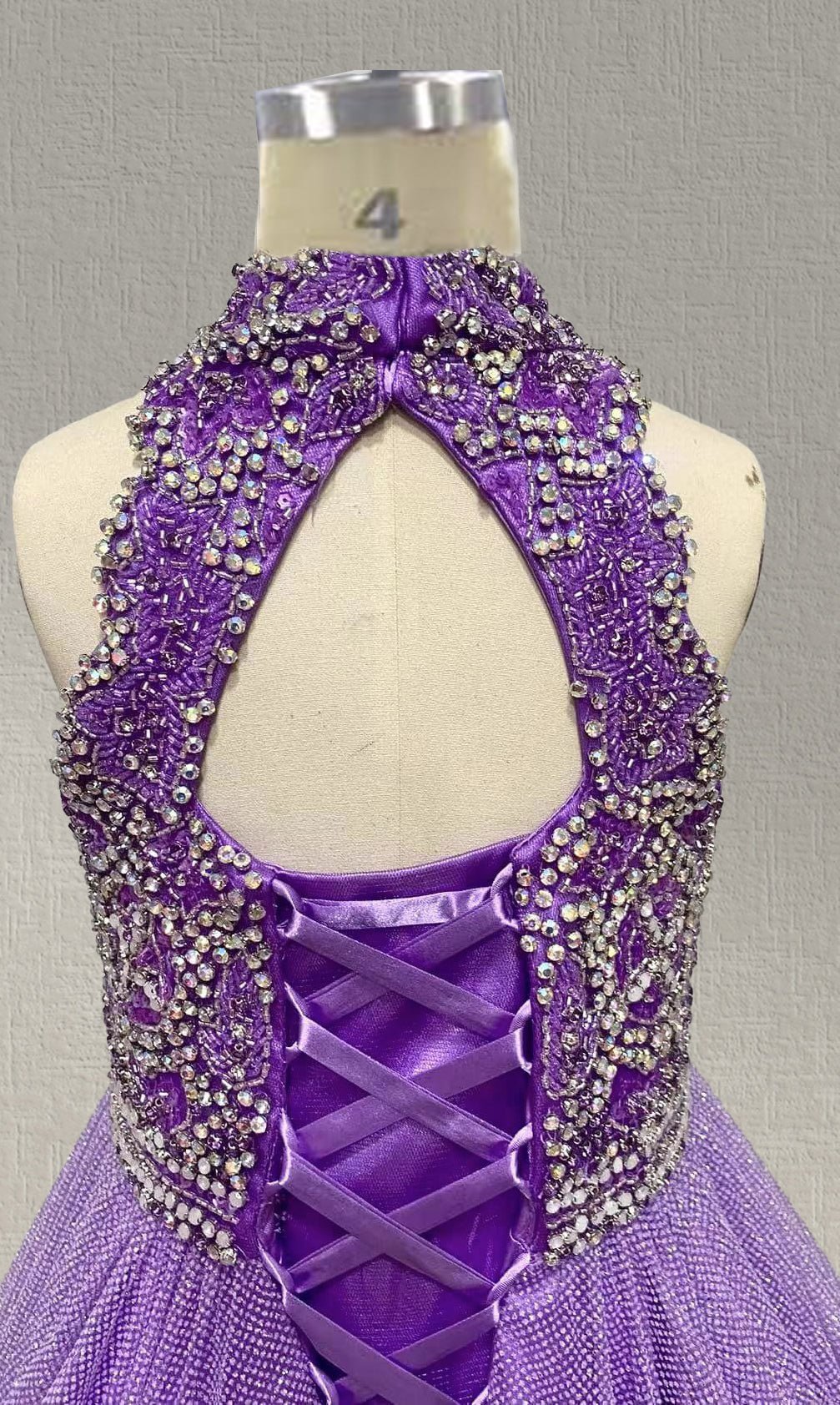 Halter Beaded Bodice Sparkly Tween Pageant Dress - CupcakePageantDress