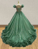 Absolutely Stunning Green Pageant Dress with Glitzy Beaded - CupcakePageantDress