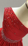 Red Sparkly Formal Dress with Beaded bodice for Youth