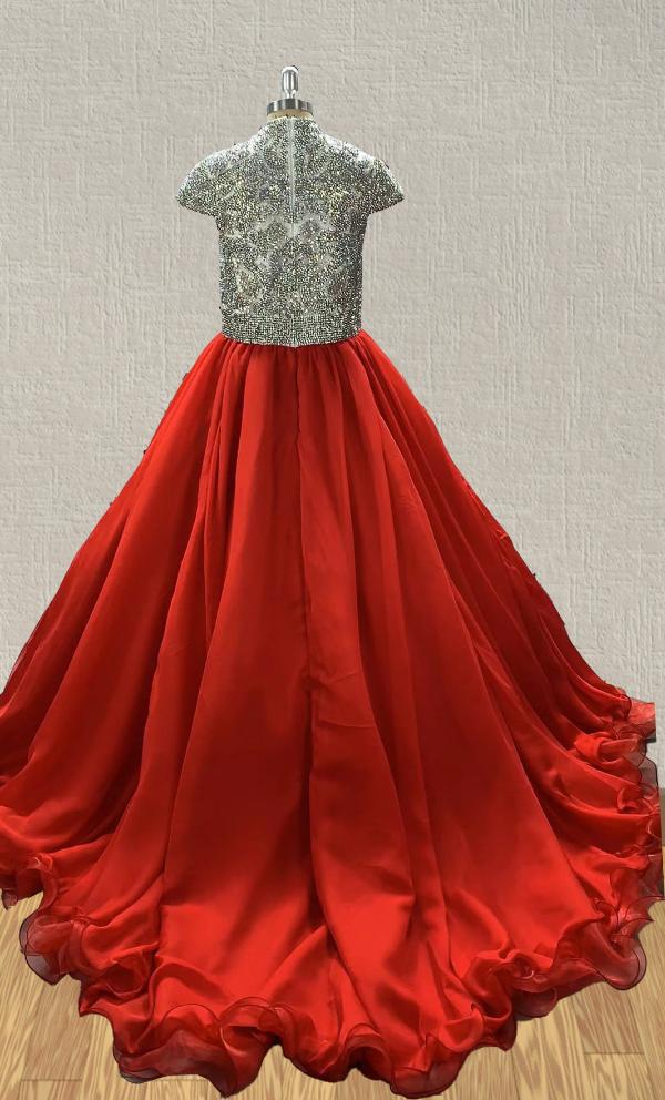 Cap Sleeve Stunning Red Preteen Evening Dress - CupcakePageantDress