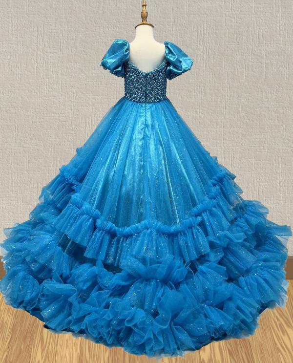 Elegant Beaded Bodice Applique Little Girls Ball Gown - CupcakePageantDress