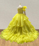 Stunning Gorgeous Kids Prom Pageant Couture with Feather - CupcakePageantDress