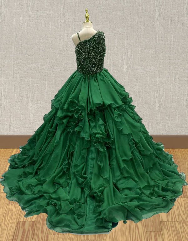 Custom Little Girls Pageant Dress with Dazzling Bodice