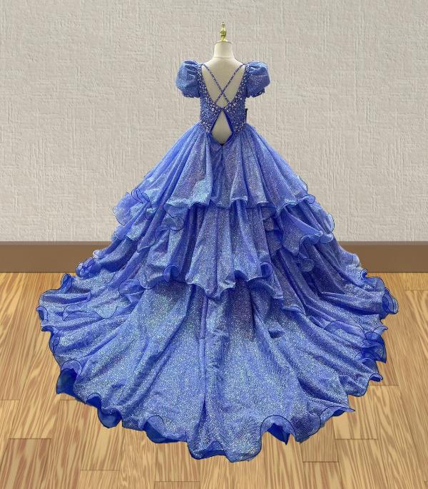 Cap Sleeve Little Girl V Neck Beauty Dance Couture - CupcakePageantDress