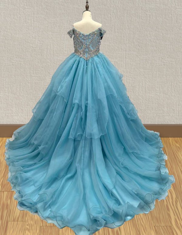 Little Girls Stunning Pageant Dress with Glitz Beaded Bodice - CupcakePageantDress