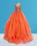 Little Girls Dazzling Pageant Dress with Pearls Bodice - CupcakePageantDress