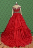 Little Girls Elegant Red Prom Couture with Beaded Bodice - CupcakePageantDress
