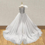 Glitz Beaded Bodice Flower Girl White Evening Gown - CupcakePageantDress