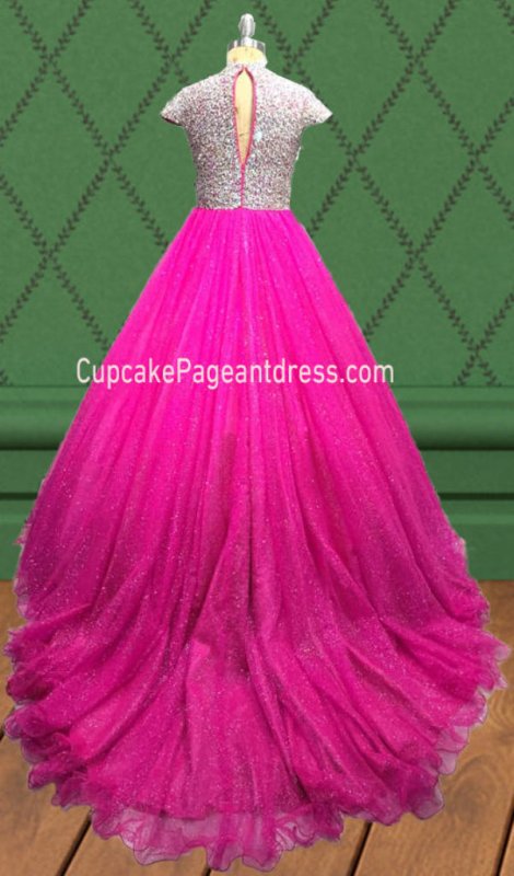 Young Girls Glitz Pageant Dress With Cap Sleeve - CupcakePageantDress