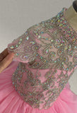 Young Girls Pink Pageant dress with Glitz Beaded Bodice