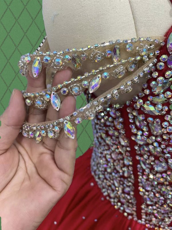 Little Child's Red Prom Couture with Sparkly Bodice - CupcakePageantDress