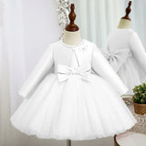 Baby Girl Party Dress with Pearl Collar and Big Bows