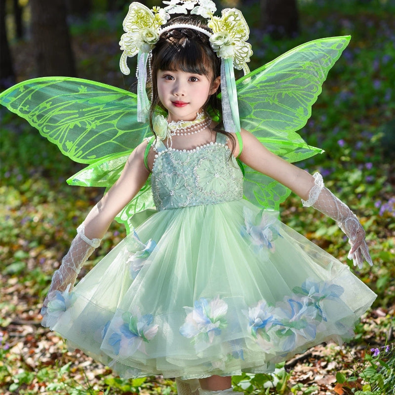 Enchanted Forest Princess Dress with Butterfly Wings