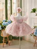 Custom Made Baby Girl Baby Doll Pageant Dress With Feather - CupcakePageantDress