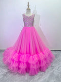 Little Girls Stunning Fuchsia Pageant Gown with Beaded Bodice - CupcakePageantDress