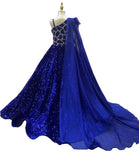 Glitzy Feather Teen's Royal Pageant Dress with Detachable Cape - CupcakePageantDress