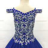 Off the Shoulder Beaded Bodice Little Chld Royal Glitz Pageant Dress