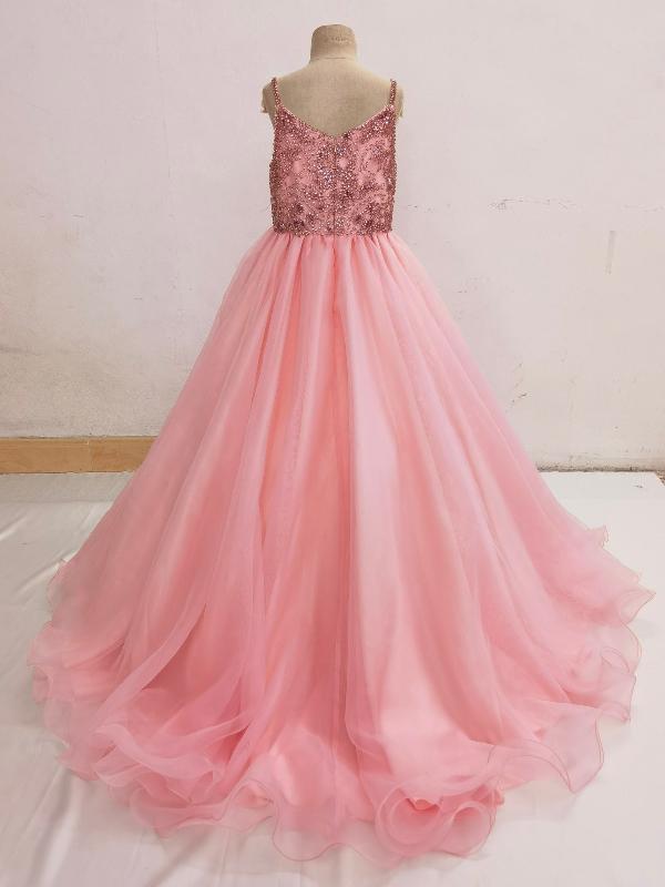 Stunning Beaded Bodice Glitz Little Girls Pink Pageant Dress - CupcakePageantDress