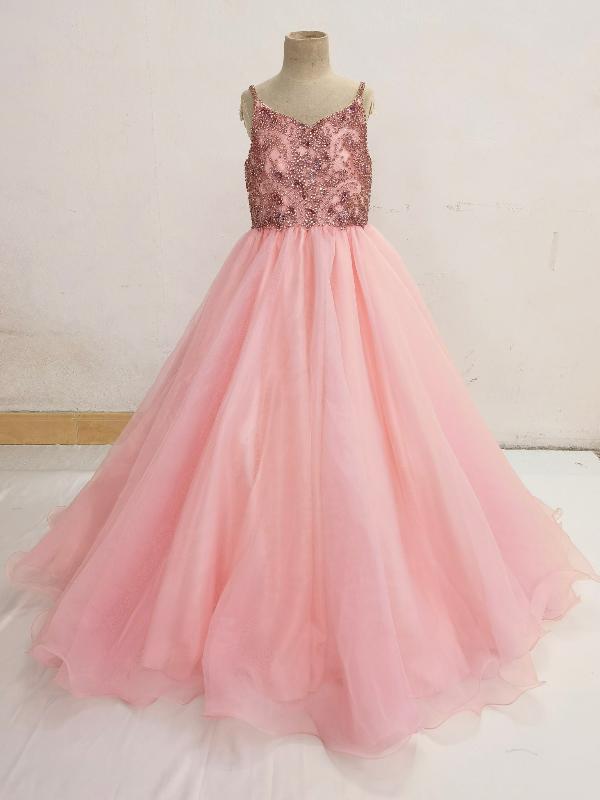 Stunning Beaded Bodice Glitz Little Girls Pink Pageant Dress - CupcakePageantDress