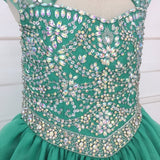 Custom Cap Sleeve AB Beaded Bodice Child Long Pageant Gown