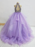 Halter Beaded Bodice Glitz Teen Pageant Gown