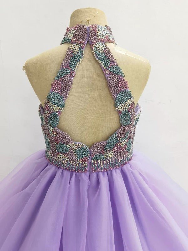 Halter Beaded Bodice Glitzly Teen Pageant Gown - CupcakePageantDress