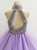 Halter Beaded Bodice Glitzly Teen Pageant Gown - CupcakePageantDress