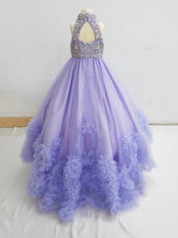 Halter Beaded Bodice Floor - Long Child Long Formal Gown - CupcakePageantDress