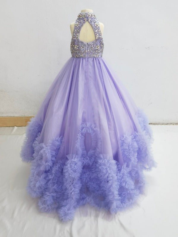 Halter Beaded Bodice Floor-Long Child Long Formal Gown