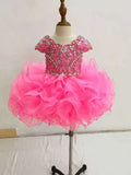 Glitz Cap Sleeve Little Girl/Toddler Fuchsia Cupcake Pageant Dress - CupcakePageantDress