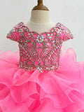 Glitz Cap Sleeve Little Girl/Toddler Fuchsia Cupcake Pageant Dress - CupcakePageantDress