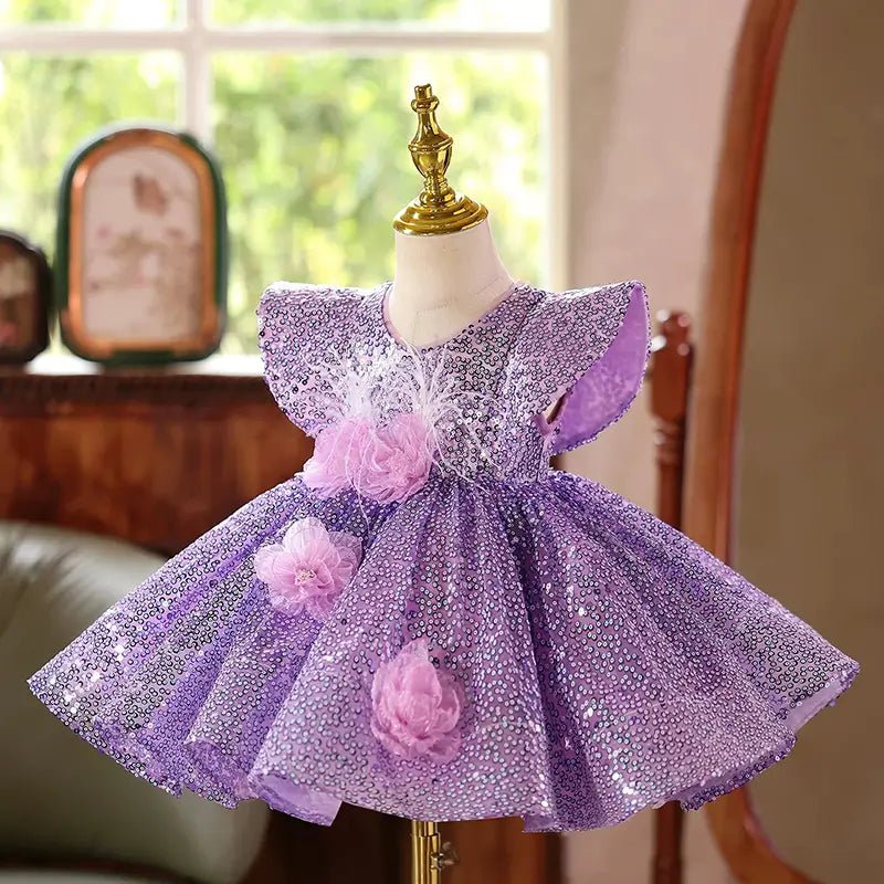 Royal Purple Sequin Dress for Little Princesses - CupcakePageantDress