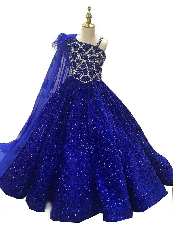 Glitzy Feather Teen's Royal Pageant Dress with Detachable Cape - CupcakePageantDress