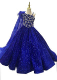 Glitzy Feather Teen's Royal Pageant Dress with Detachable Cape - CupcakePageantDress