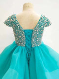 Cap Sleeve Glitzy Beaded Bodice Flower Girl Pageant Gown - CupcakePageantDress