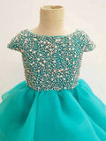 Cap Sleeve Glitzy Beaded Bodice Flower Girl Pageant Gown - CupcakePageantDress