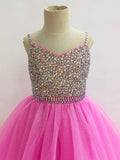 Custom Made Multi-layer Hi-low Pink Tulle Glitz Prom Dress