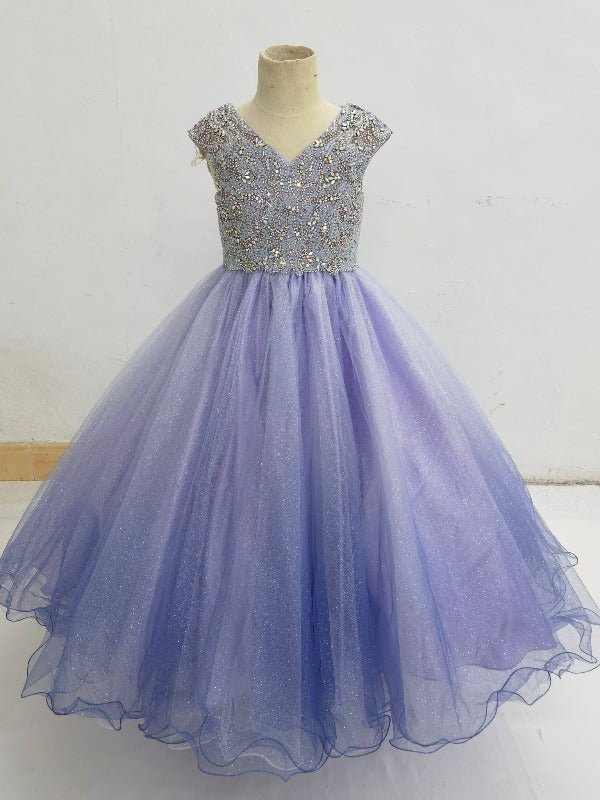 Custom Made V Neck Child Lilac National Level Pageant Dress - CupcakePageantDress