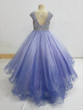 Custom Made V Neck Child Lilac National Level Pageant Dress - CupcakePageantDress